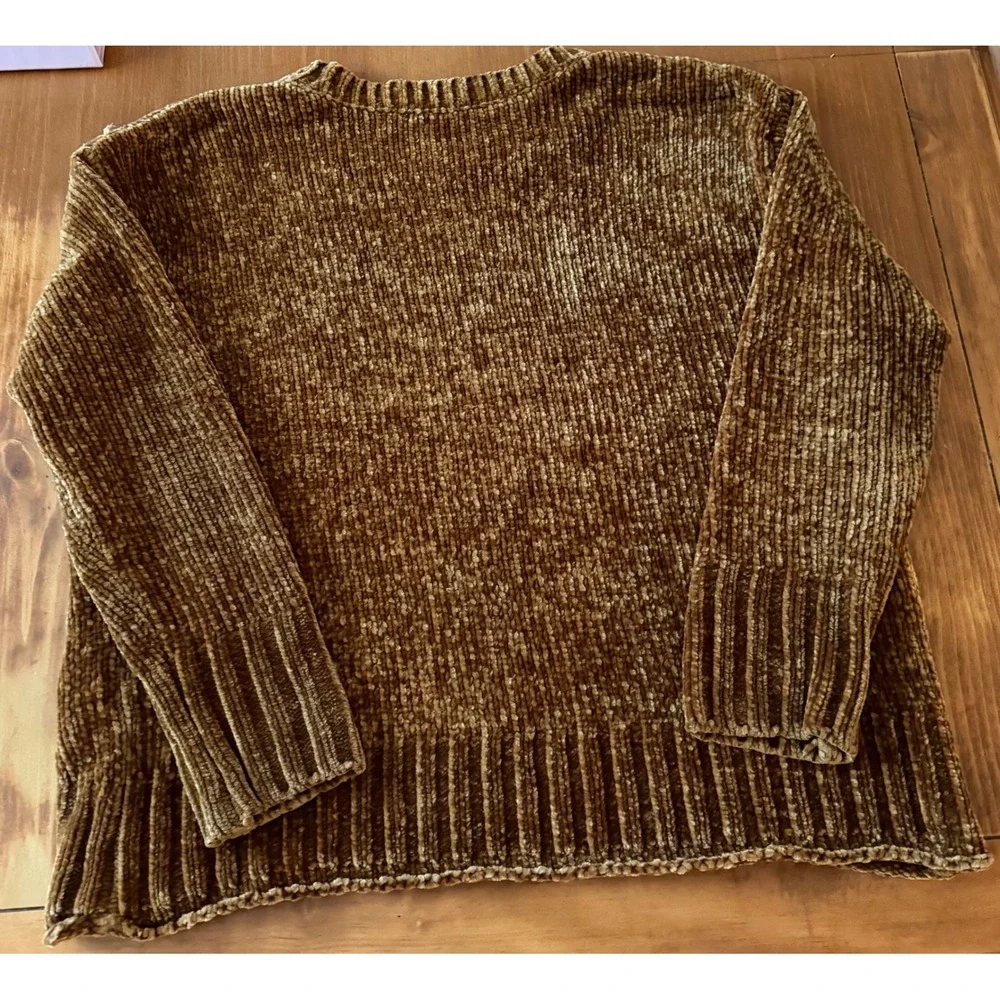 Philosophy Republic Clothing Chenille Boxy Sweater Gold Bronze Medium Cozycore